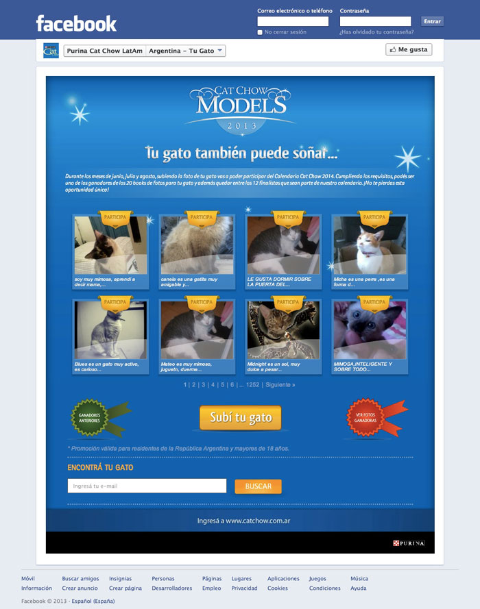 Homepage del tab de la segunda edición de Cat Chow Models.