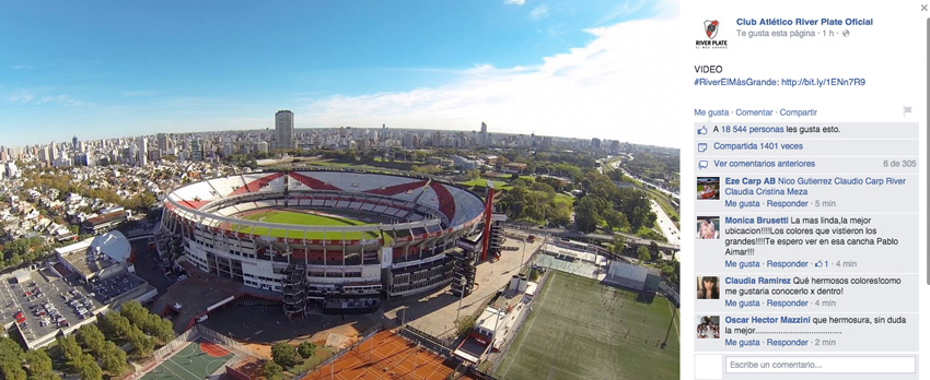 Posteo oficial del Club Atlético River Plate en Facebook el día del lanzamiento.