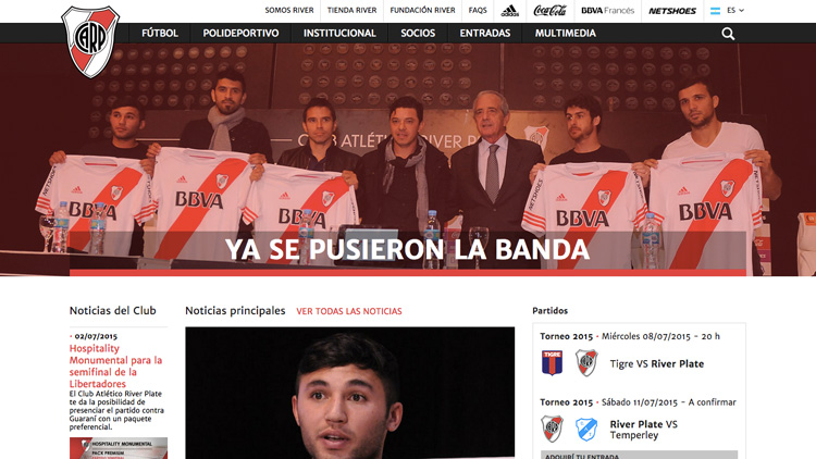 Primer home page del sitio con la presentación de los refuerzos 2015.